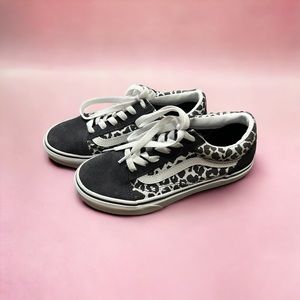 Vans Kids Black and White Leopard Print Sneakers